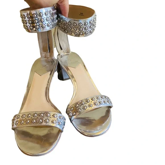 B BRIAN ATWOOD Metallic Studded Ankle Wrap Kendall Sandal - Picture 3 of 10